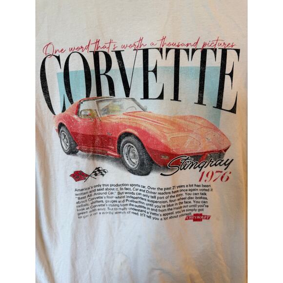 Vintage Gm Official Graphic 1976 Corvette Stingray Tee Shirt Cream Women Medium - Picture 5 of 9